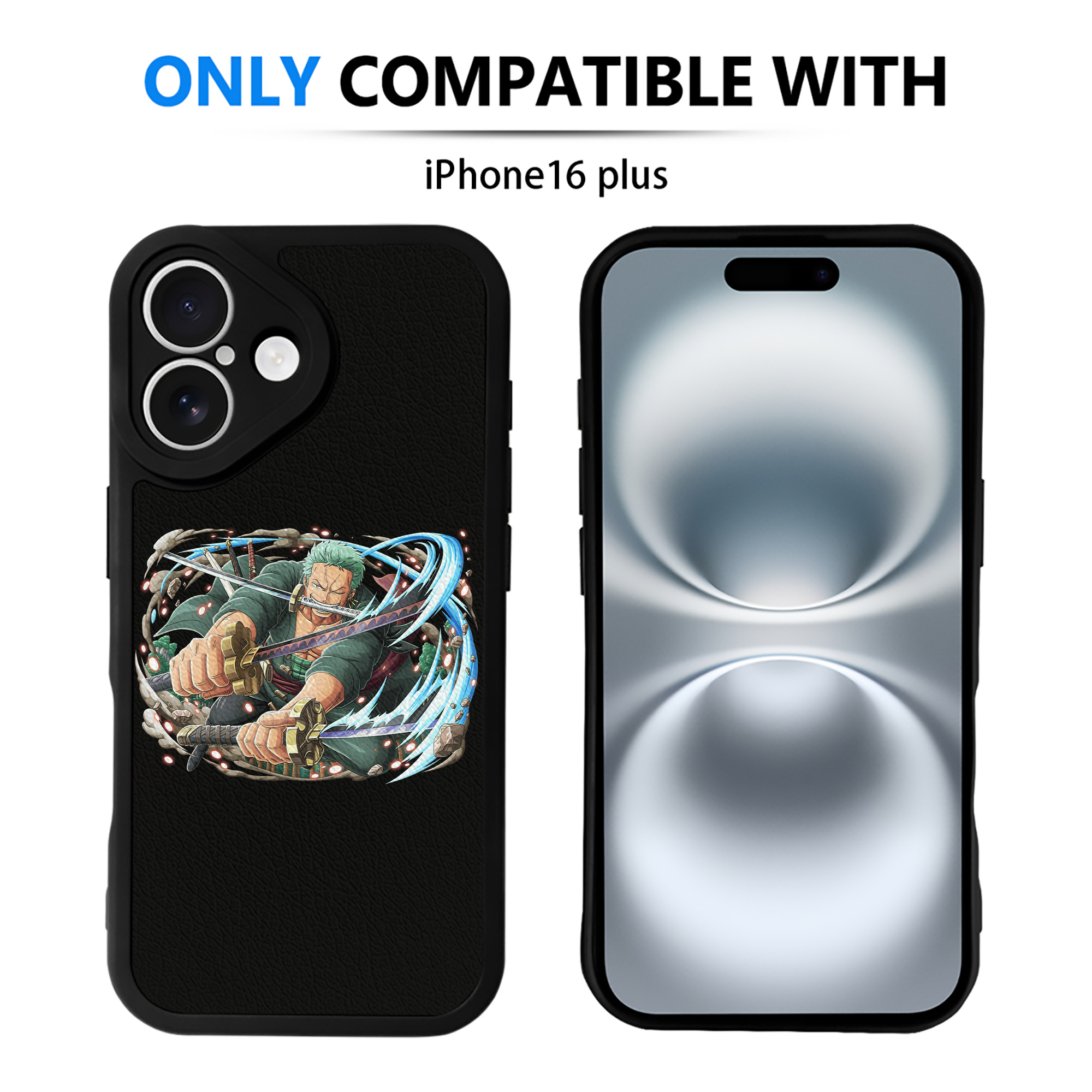 （画像用） ワンピース ロロノア・ゾロ ONE PIECE Roronoa Zoro 【iPhone 16シリーズ対応】シリコンスマホケース（レザー調） 材質：シリコン